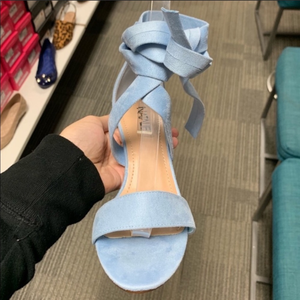 Baby blue suede chunky heels! “Something blue” - Picture 5 of 8